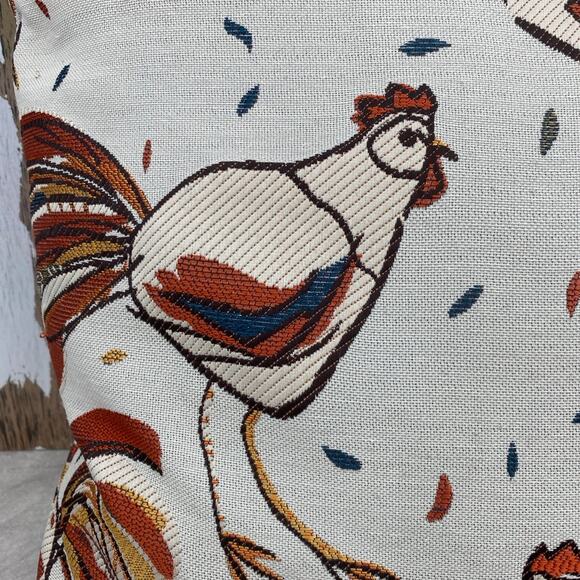 Chicken Throw Pillow Cover (Only) 21 1/2” x 20” Rust Tones Zip Closure - Picture 9 of 9